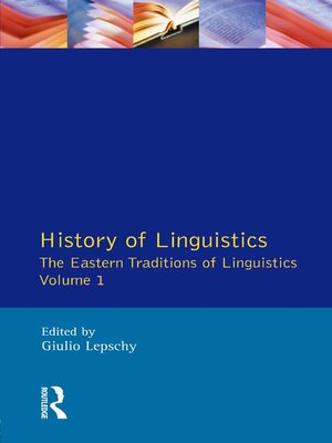 cover image of History of Linguistics Volume I